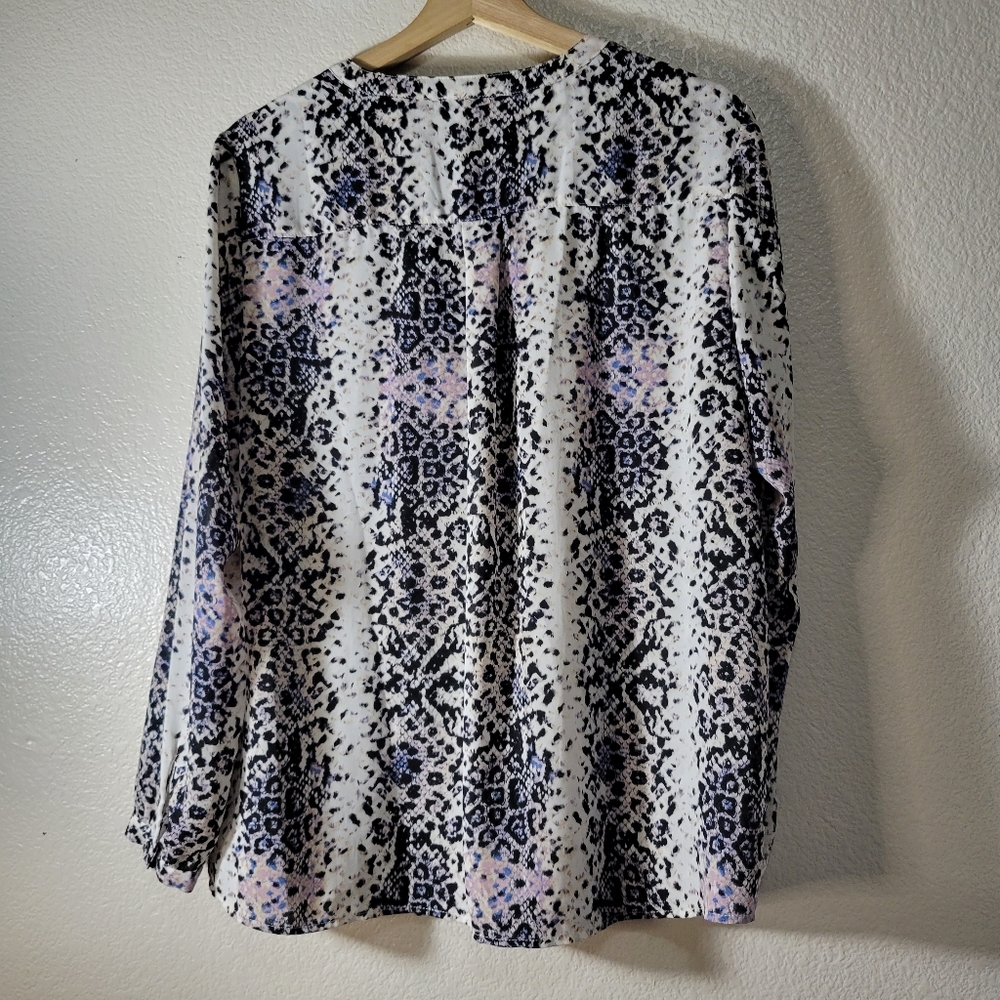 Adrianna Papell Long Sleeve Sheer Animal Print Blouse - Picture 3 of 4